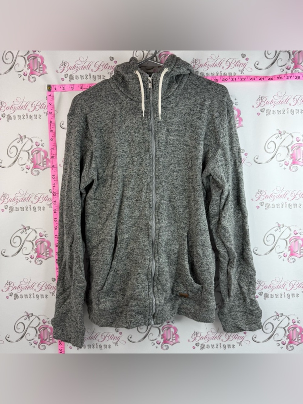 Quiksilver hoodie sweater heathered white Grey Zip-Up Hooded Sweatshirt